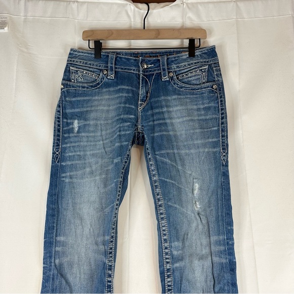 ROCK REVIVAL Women’s Size 30 Denim Jeans Noelle Capri Ankle Fit Stretch Bling - Picture 3 of 16